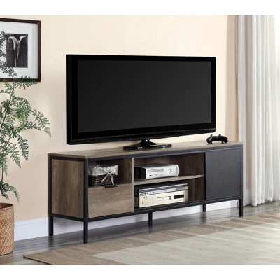 Meuble télé avec aspect rustique en chêne et métal pour rangement multimédia