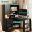 L Shaped Desk With Drawers, Bookshelf, LED Light, Modern Corner Desk For Home Office And Gaming-627502879