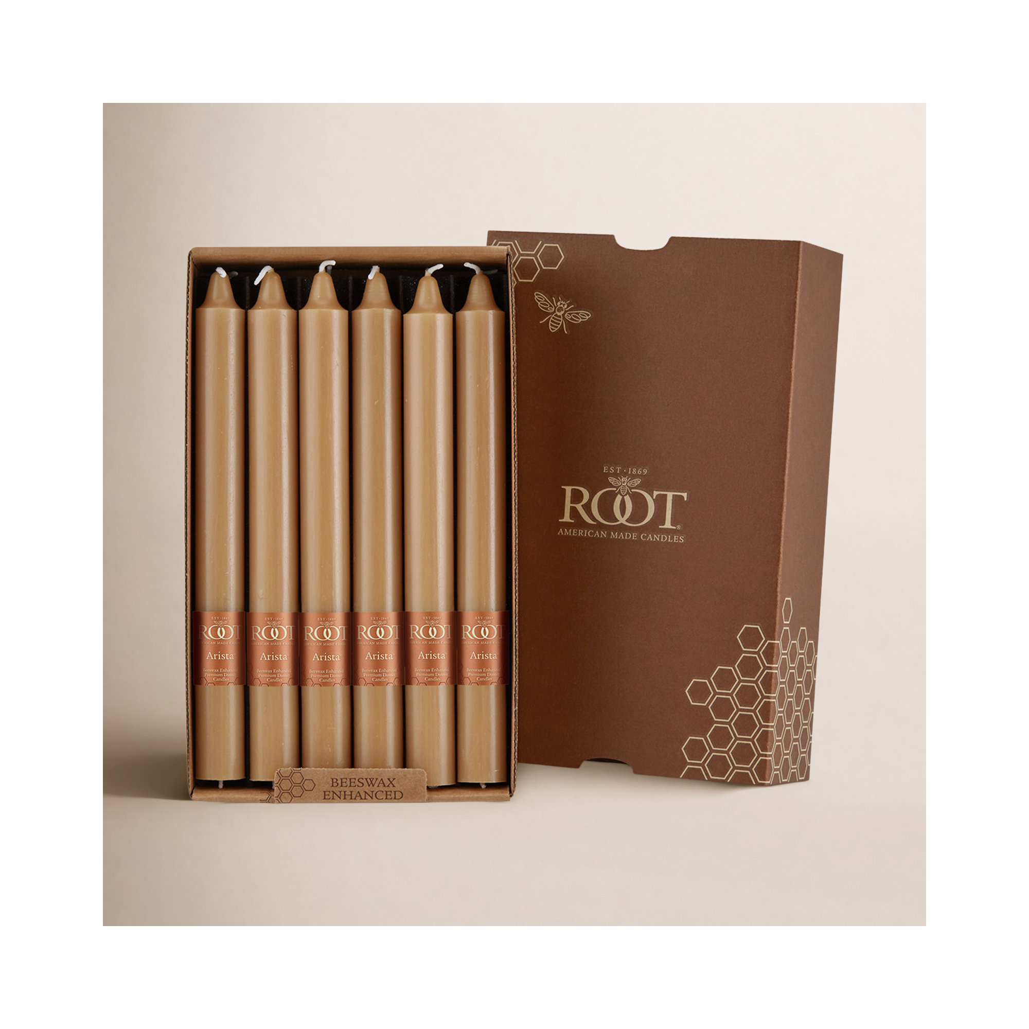 Root Candles Unscented Taper Candle, 9" H x 0.88" W x 0.88" D, Beeswax