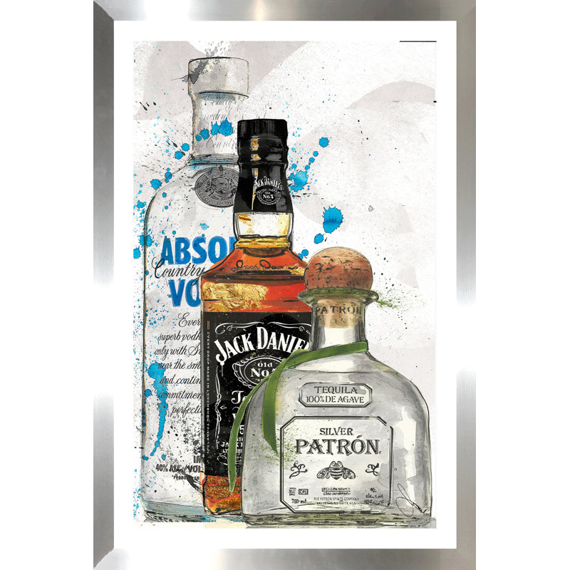 «3 Amigos» par Jodi - impression d'art graphique, H 39,5 po x l 27,5 po x P 0,75 po, Acrylique avec cadre argent