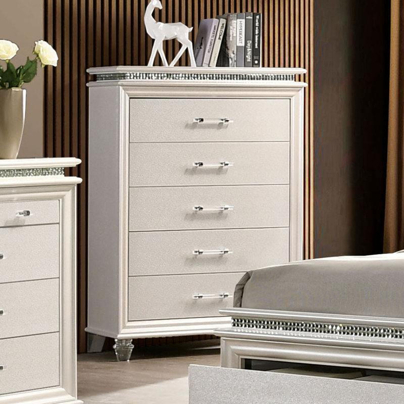 Commode 5 tiroirs Belliveau, Blanc perle
