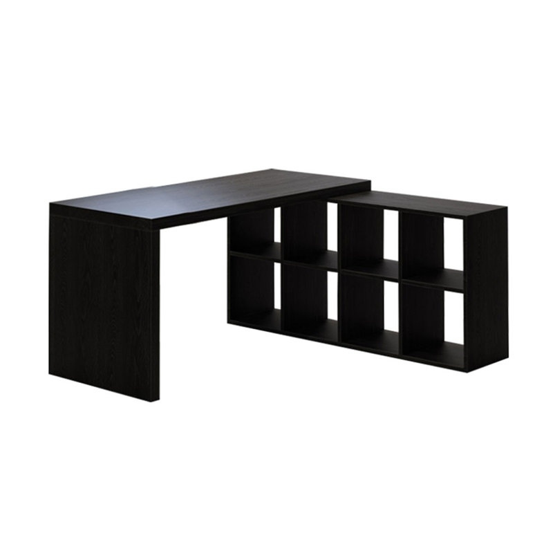 Black L-Shaped Solid Wood desks, Right Hand Return, 29.53" H x 55.12" W x 23.62" D