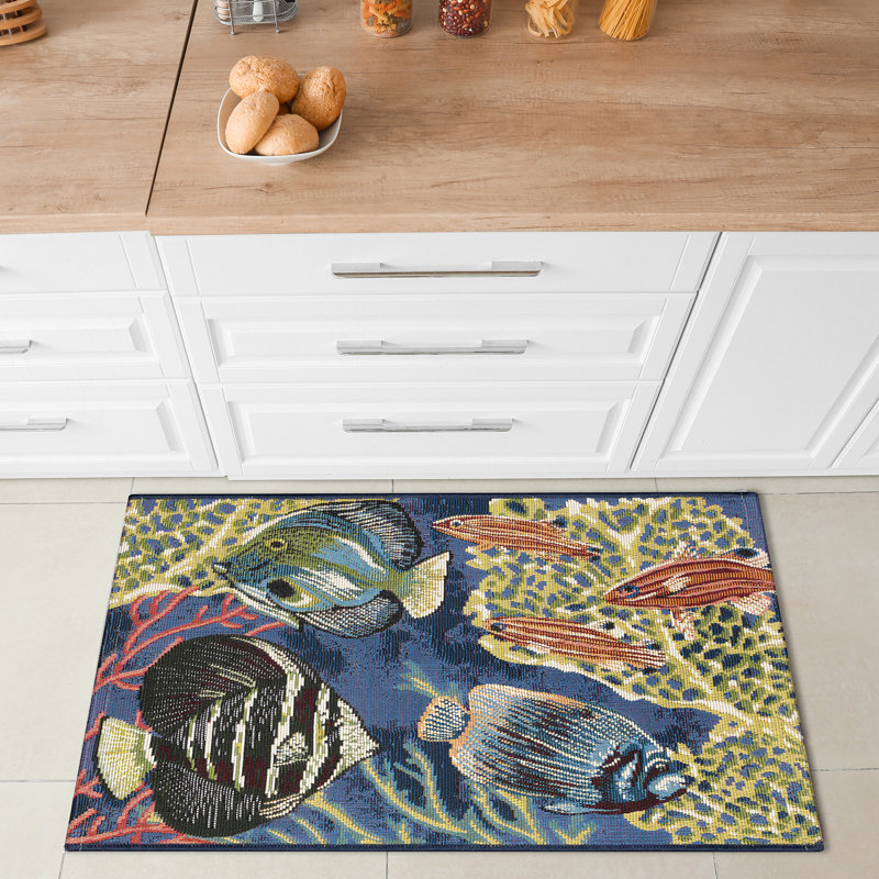 Tapis de cuisine Nicodemus, Bleu marine, Rectangle 2 pi x 2 pi 10 po