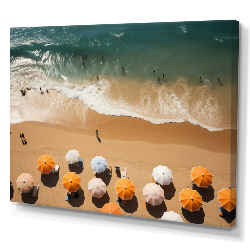 Beach Umbrella Aérienne vue IV - impression sur toile tendue, H 34 po x l 44 po x P 1,5 po