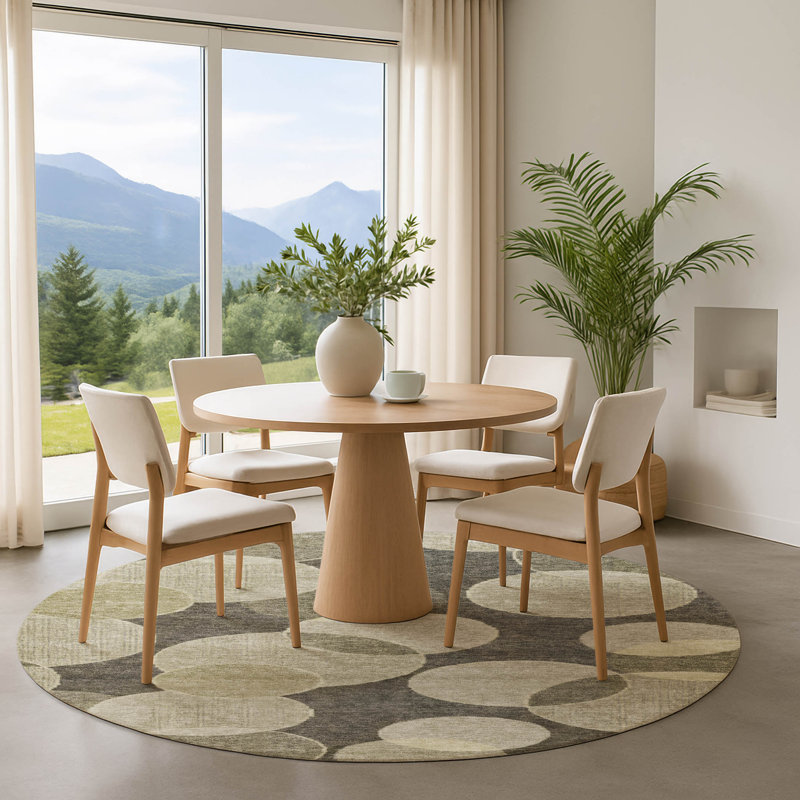 Premium Machine Washable Lubbers AMF1751 Geometric Rug, Round 8'