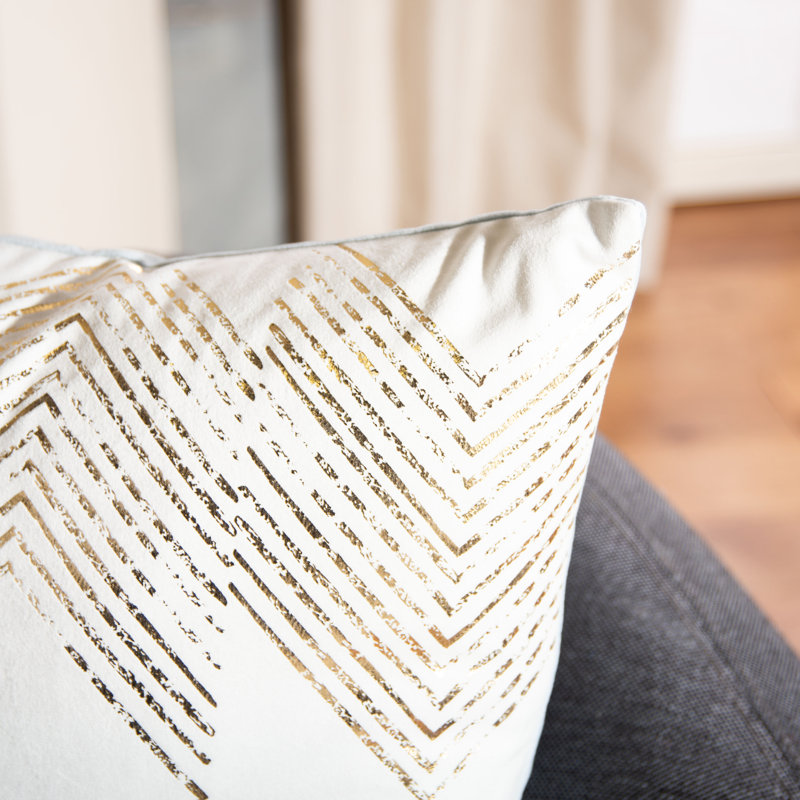 Geometric Throw Pillow, Seafoam/Gold
