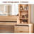 Modern Vanity Desk with Mirror and Lights, Fluted Wood Dresser with 5 Drawers & Charging Station, Curved Makeup Vanity Table with Multi-Tier Storage Shelve-139023168