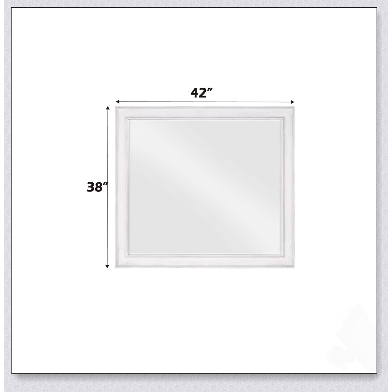 Miroir Katia patiné avec design transitionnel, bord biseauté de 1 pouce et cadre en bois durable pour un décor élégant