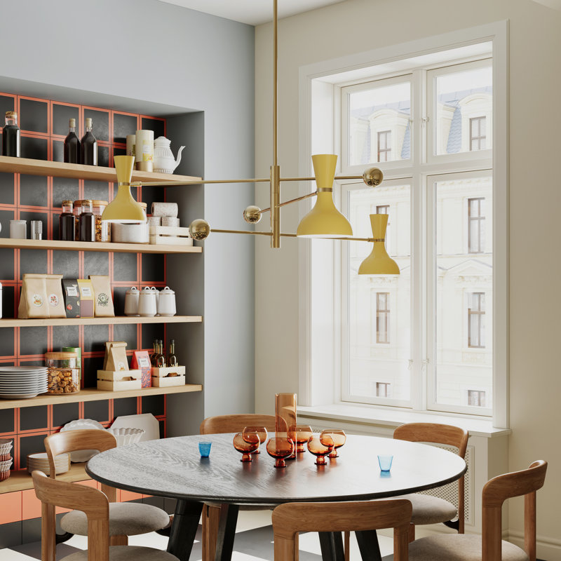 Clare 3 - Light Pendant, Modern Brass, Sunset