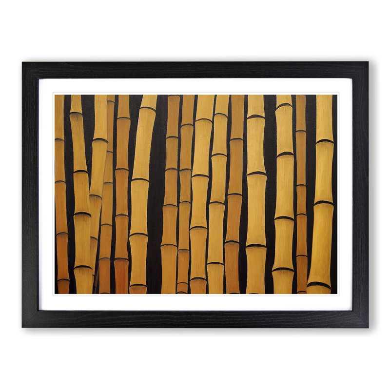 Contemporary Bamboo Forest - Framed Print, 25cm H x 34cm W x 2cm D, Black