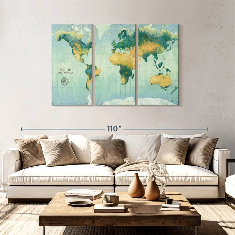 Aliaz Earth Map, 48" H x 74" W