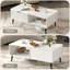 Coffee Table with Storage, 2 Tier Wooden Coffee Table with Sliding Door, Solid Wood Legs