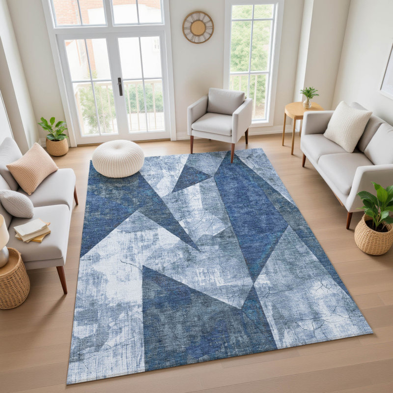 Tapis moderne lavable à la machine de qualité supérieure AMF1838, Rectangulaire 3 pi x 5 pi