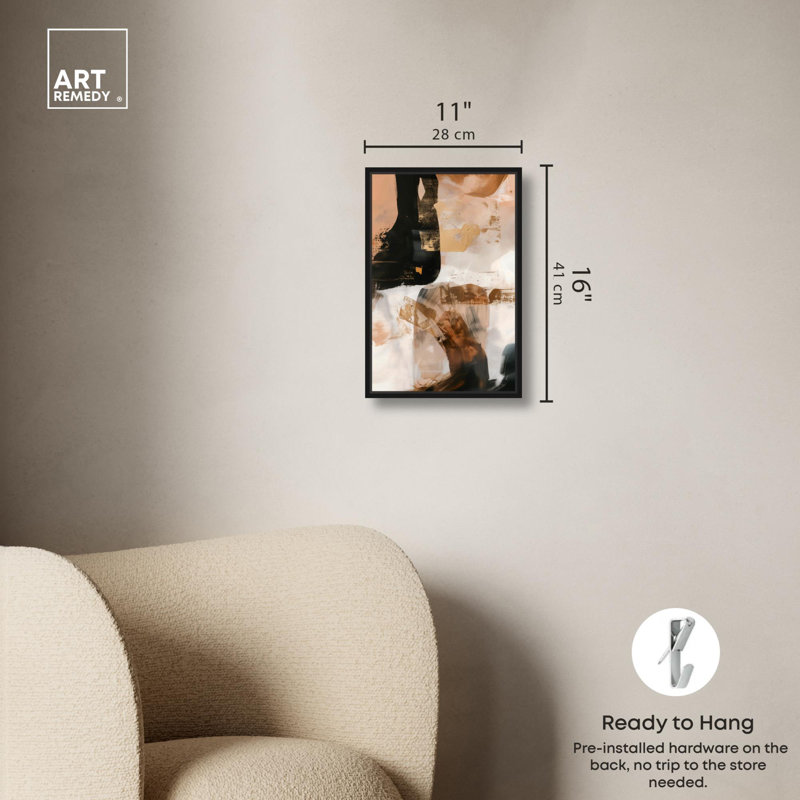 «Plunder Canvas Midcentury Abstract» par Art Remedy, Cadre noir, H 16 po x l 11 po