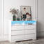 Commode 6 tiroirs, commode blanche pour chambre à coucher avec lumières DEL, commodes modernes et commodes avec cadre robuste pour le salon, le vestibule, le couloir