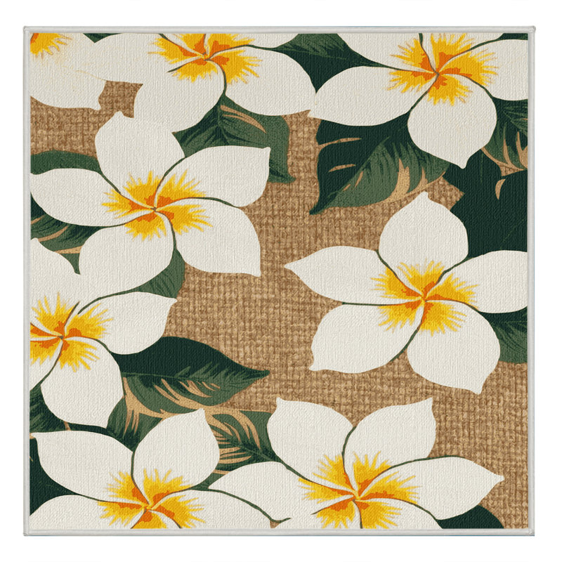  Tapis lavable hawaïen Plumeria, Carré 6 pi
