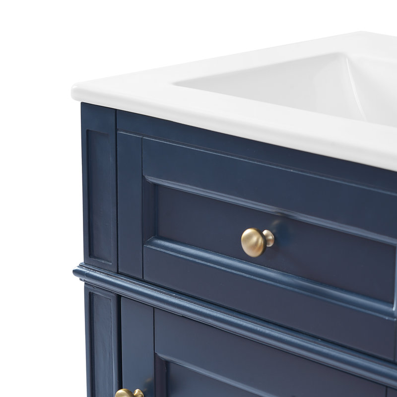Meuble-lavabo de 18 pouces avec lavabo en céramique, Bleu