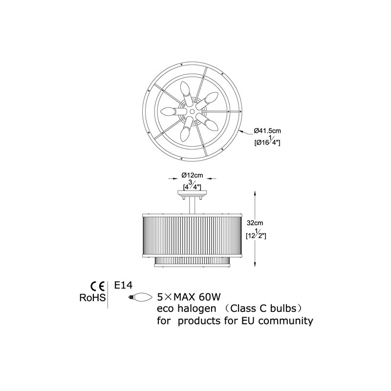Indelicato Semi Flush Mount, Chrome