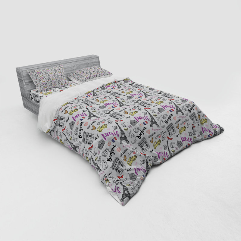 Ensemble de housse de couette éclectique Paris, Housse de couette grand + 3 pièces supplémentair