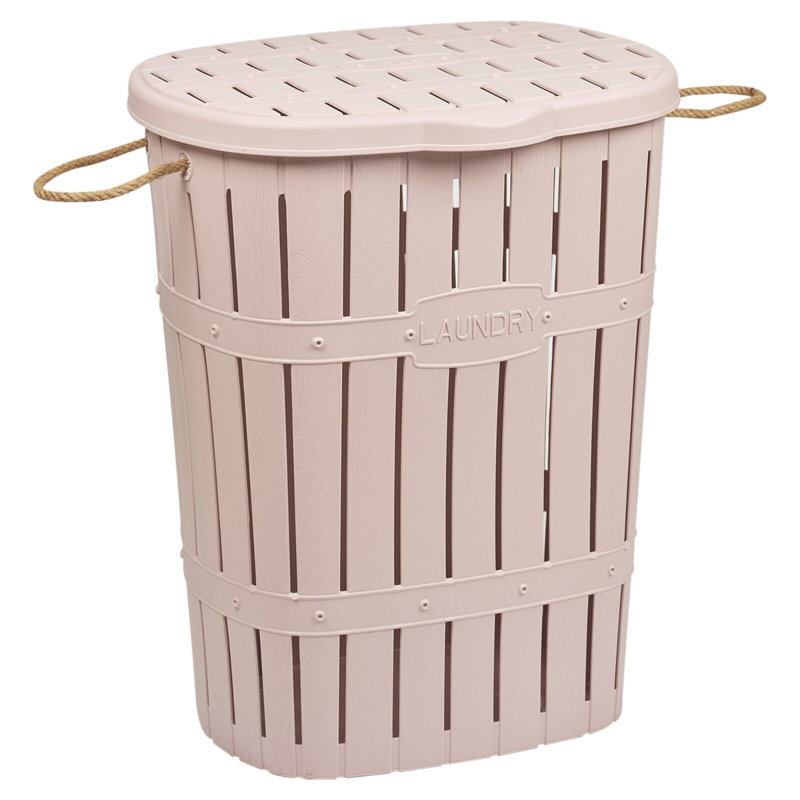 Plastic Laundry Basket with Handles, Purple