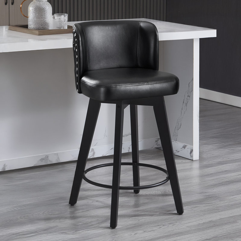 Tabouret de comptoir pivotant rembourré, Noir, noir, noir, noir