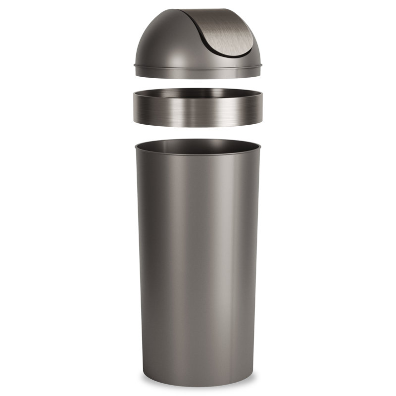 Pewter 16-Gallon Swing Top Kitchen Trash Can