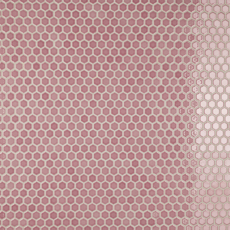 Tribeca 1" Hex Glossy 10-1/4 " x 11-7/8 " Porcelain Mosaic Floor and Wall Tile, Blush
