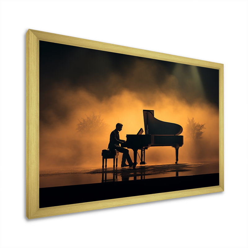 Piano Symphony In Silhouette sur impression sur toile, H 12 po x l 20 po x P 1 po, Cadre doré simple