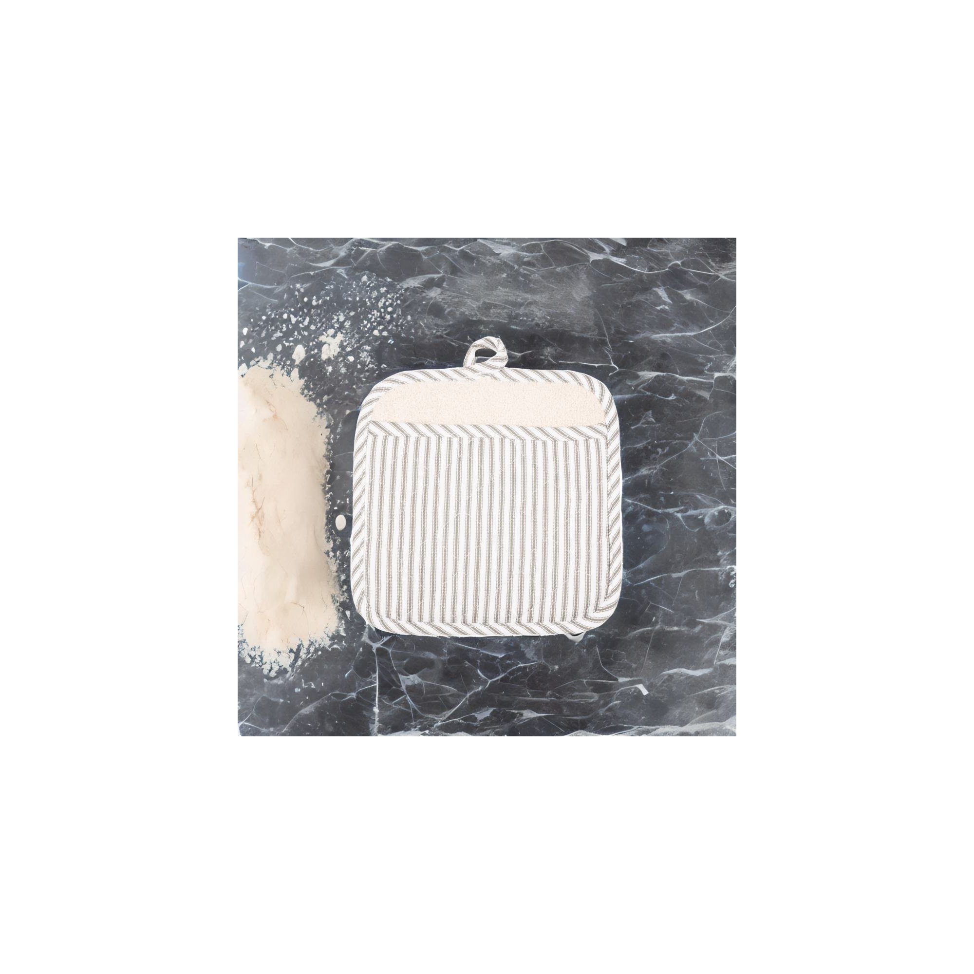 Lockland Striped 100% Cotton Potholder, Pewter
