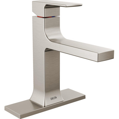 Delta Velum Brushed Nickel Bathroom Faucet, Single Hole Bathroom Sink Faucet for Vanity, Metal Push-Pop Drain Assembly, Stainless