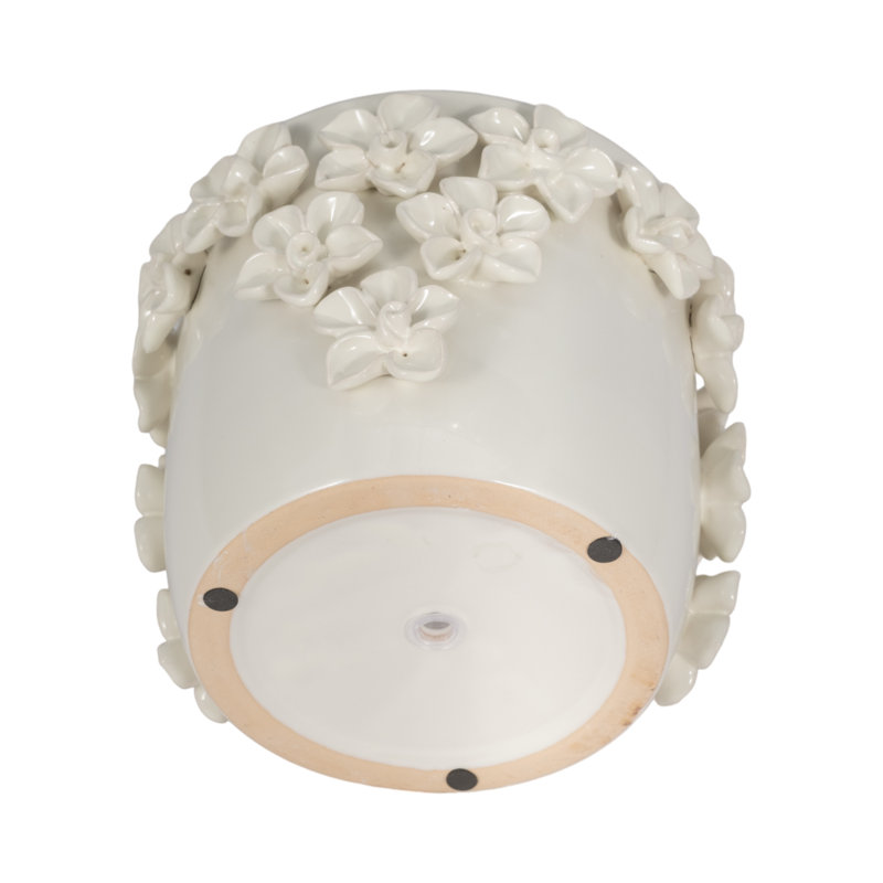 Sagebrook Home 7" Floral Applique Planter, White, 7" H x 7" W x 7" D, Ivory