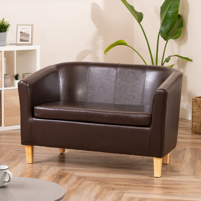 Laci-Mai 2 Seater Faux Leather Sofa, Brown