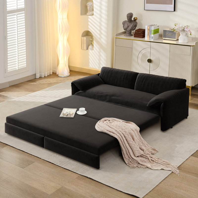 3-in-1 Convertible Sofa Bed Queen Size, Pull Out Sleeper Sofa with Adjustable Backrest, Modern Convertible Couch for Living Room, Apartment & Small Space