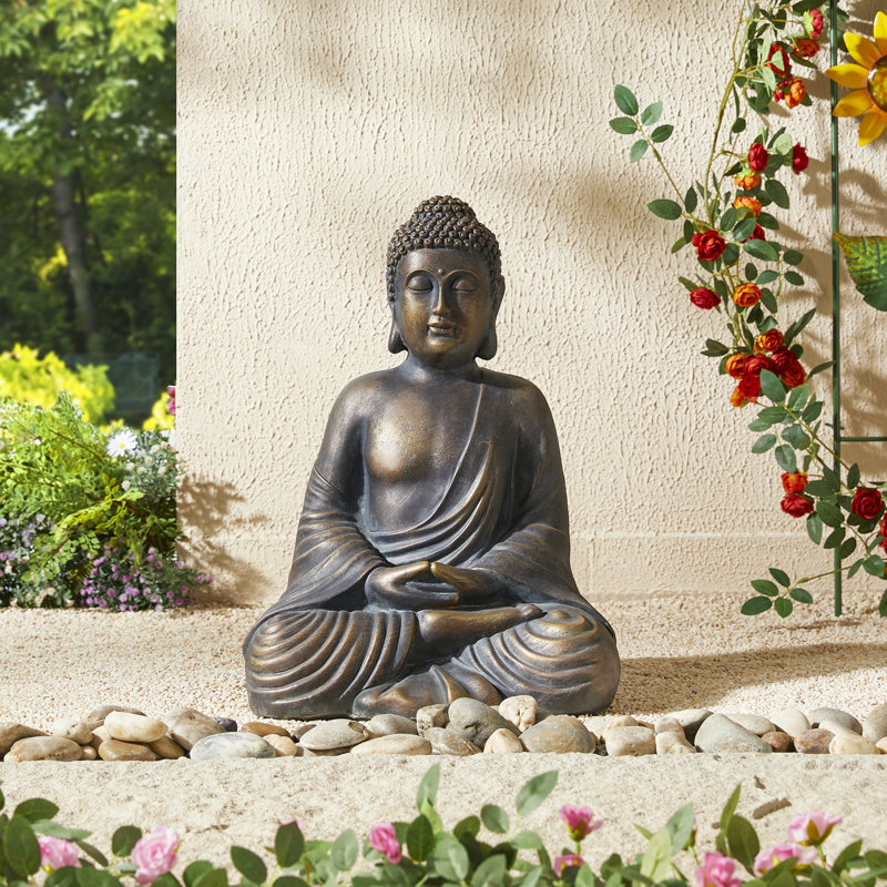 Statue de Bouddha méditant MGO, H 19 po x l 14,25 po x P 9,5 po