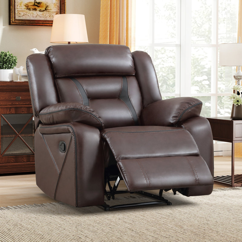 Fauteuil inclinable manuel standard en faux cuir Chelliah, Marron foncé