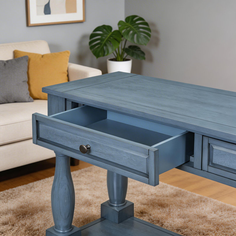 Console de 63 po de long avec tiroirs et tablettes - Canapé d'entrée dans le couloir du salon, Marine