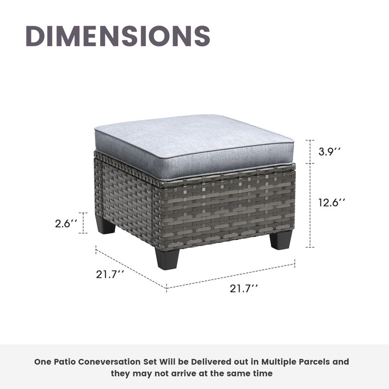 patio wicker ottoman, Gray