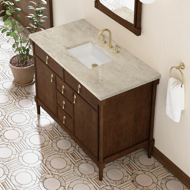 Kinnsden 48" W Single Vanity w/ FreePower Wireless Charger, Sable Oak, Tajnar Eclos