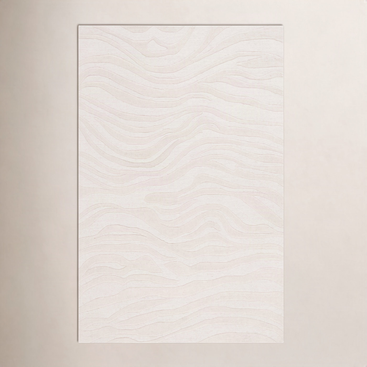 Burleson Ivory Hand-Tufted Abstract Wool Rug, Rectangle 5' x 8'