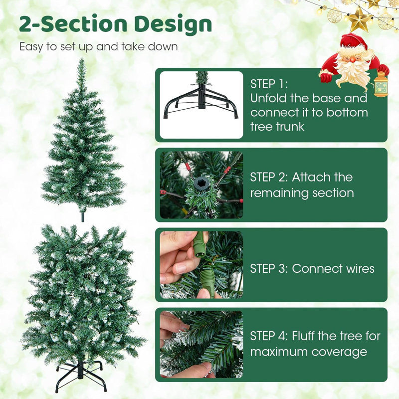 Lighted Artificial Pine Christmas Tree, 150cm H