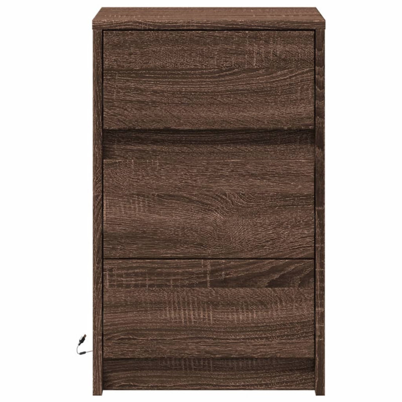 Dawens 38cm W Manufactured Wood Bedside Table, Brown Oak