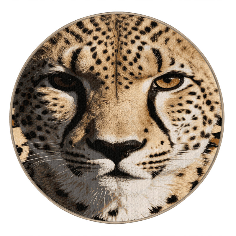  Tapis lavable guépard éthiopien Big Cats, Rond 4 pi