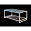 Table basse console en bois naturel recyclé pour salon, plateforme industrielle massive, 112 cm de profondeur, 58 cm de largeur, 46 cm de hauteur, 12,6 kg, Gravity Room Interior Design, Association Accretion, profondeur 109 cm.