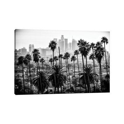 Black California Series - Los Angeles Skyline - Wrapped Canvas Print