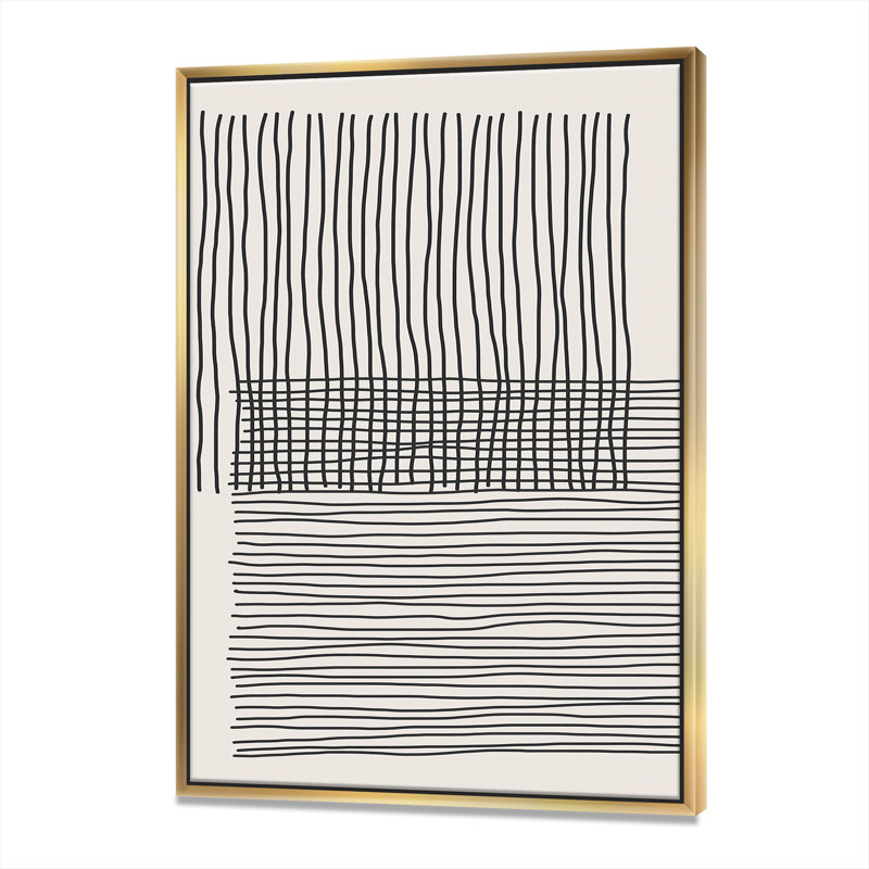 Minimal Geometric Lines and Squares II - reproduction sur toile, H 40 po x l 30 po x P 1,5 po, Toile encadrée d'or
