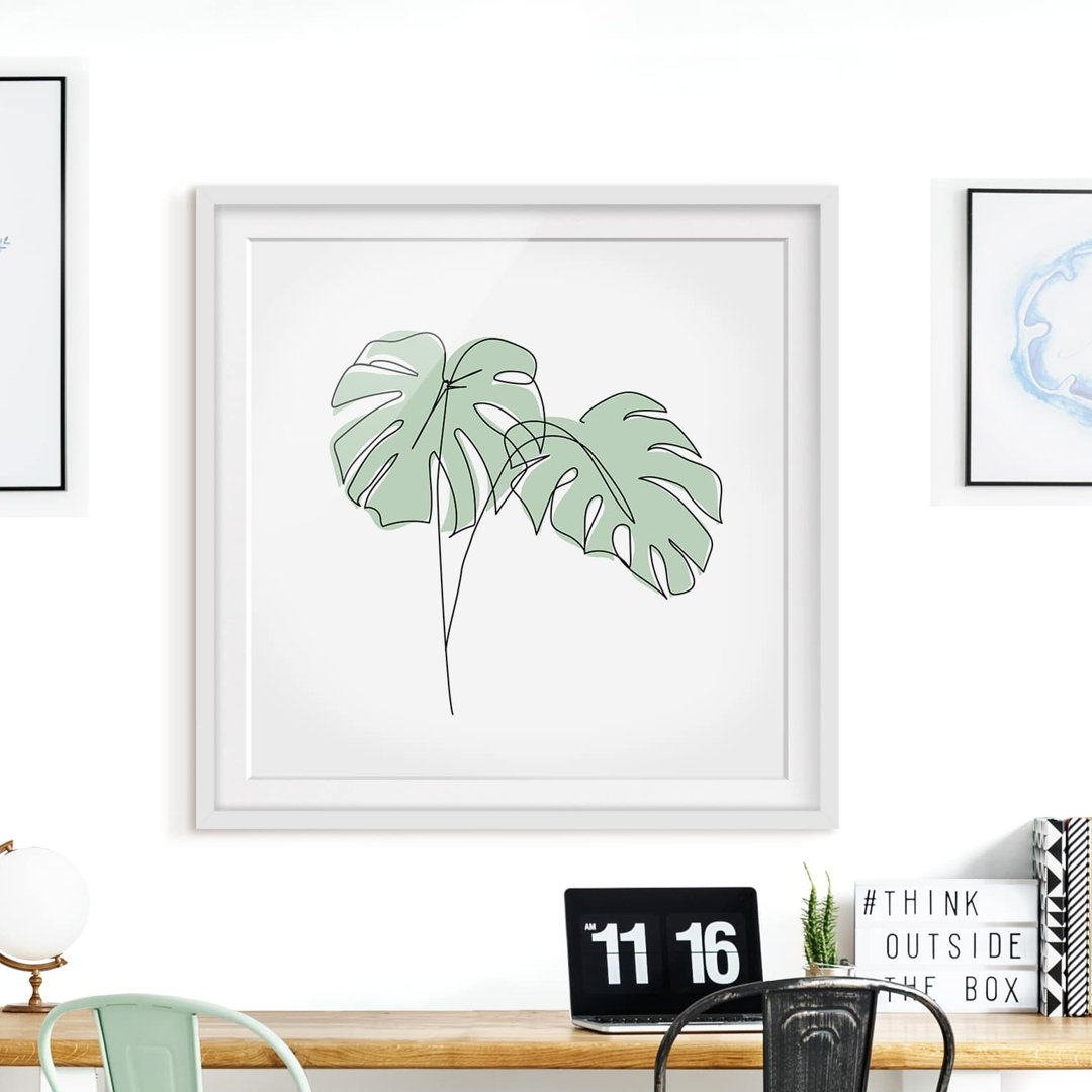 Gerahmtes Poster Monstera Leaves Line Art