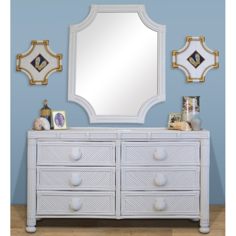Commode double 6 tiroirs avec miroir Abbigail