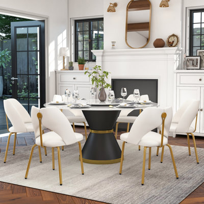 Ryding Modern Round Sintered Stone Dining Table with Rotating Tray