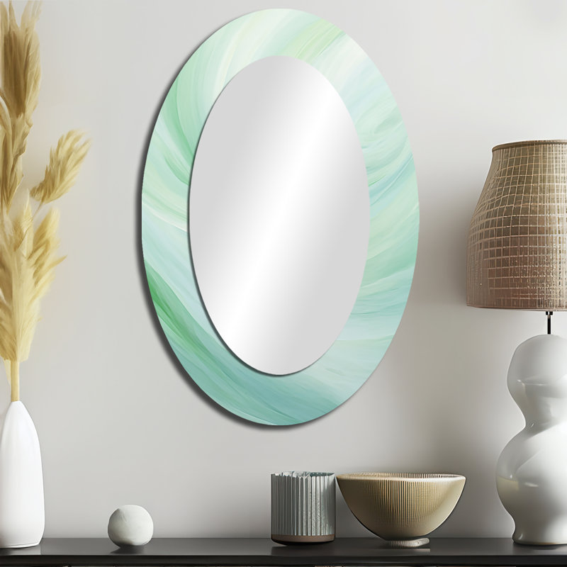 Miroir mural vert spirale ondulée verte, 36 po x 24 po