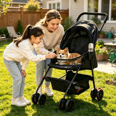 Poussette légère et imperméable pour petits animaux et animaux âgés, avec roues verrouillables